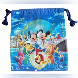 Tokyo DisneySea 5th Anniversary 2006 Drawstring Pouch Bag Mickey Kinchaku purse